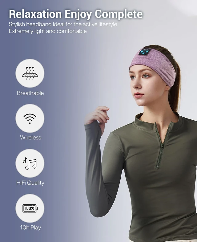 Alt view image 5 of 7 - Bluetooth Headband Headphones, Ultra-Long Play Time Sleeping Headphones with Built-in HD Hi-Fi Speakers, Perfect for Workout, Yoga, Travel, Meditation