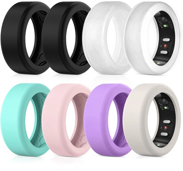 Main image of 8 Pack Cover Compatible with RingConn Gen 3/Gen 2/Gen 2 Air/Gen 1 Anti Scratch Elastic Silicone Ring Protector for Working Out Women Men,M for 11/12/13/14(Color-D)