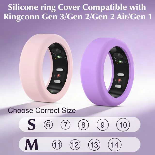 Alt view image 2 of 7 - 8 Pack Cover Compatible with RingConn Gen 3/Gen 2/Gen 2 Air/Gen 1 Anti Scratch Elastic Silicone Ring Protector for Working Out Women Men,S for 6/7/8/9/10(Color-E)