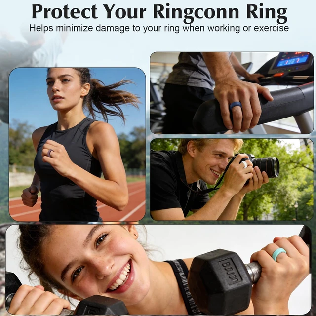 Alt view image 6 of 7 - 8 Pack Cover Compatible with RingConn Gen 3/Gen 2/Gen 2 Air/Gen 1 Anti Scratch Elastic Silicone Ring Protector for Working Out Women Men,M for 11/12/13/14(Color-D)
