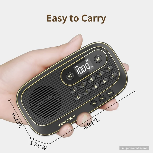Alt view image 4 of 7 - Portable FM Radio, Bluetooth Speaker Radio, Rechargeable Auto Scan Preset stations, LCD display and Micro SD MP3 player. Compact radio with earphone jack for home, travel and outdoor use