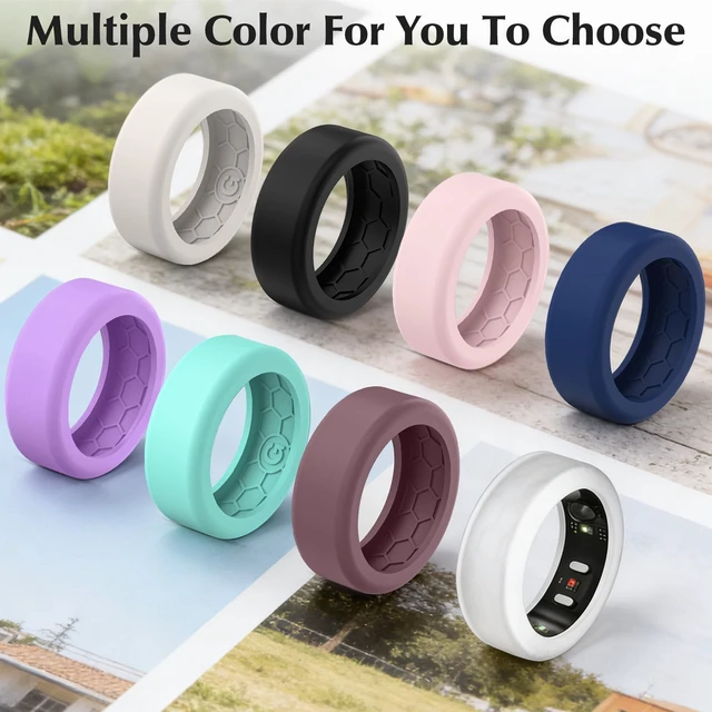 Alt view image 7 of 7 - 8 Pack Cover Compatible with RingConn Gen 3/Gen 2/Gen 2 Air/Gen 1 Anti Scratch Elastic Silicone Ring Protector for Working Out Women Men,S for 6/7/8/9/10(Color-E)