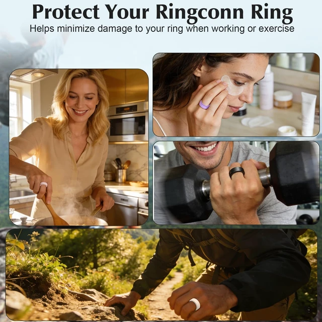 Alt view image 6 of 7 - 8 Pack Cover Compatible with RingConn Gen 3/Gen 2/Gen 2 Air/Gen 1 Anti Scratch Elastic Silicone Ring Protector for Working Out Women Men,S for 6/7/8/9/10(Color-E)