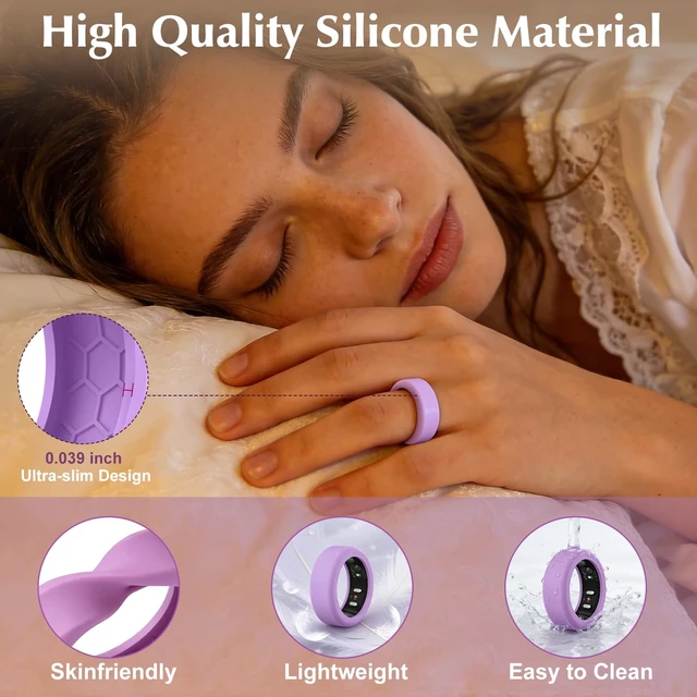 Alt view image 3 of 7 - 8 Pack Cover Compatible with RingConn Gen 3/Gen 2/Gen 2 Air/Gen 1 Anti Scratch Elastic Silicone Ring Protector for Working Out Women Men,S for 6/7/8/9/10(Color-E)