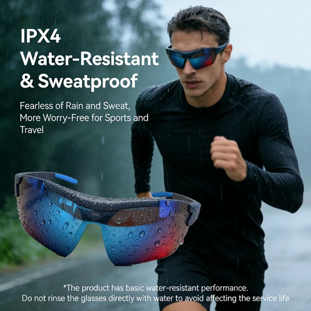 Alt view image 4 of 7 - Wireless Audio Sunglasses for Men Women UV400 Outdoor Smart Sports Eyewear Open-Ear Sound, IPX4 Waterproof, Lightweight 30g, 6H Playtime, for Cycling Running Hiking Fishing Driving