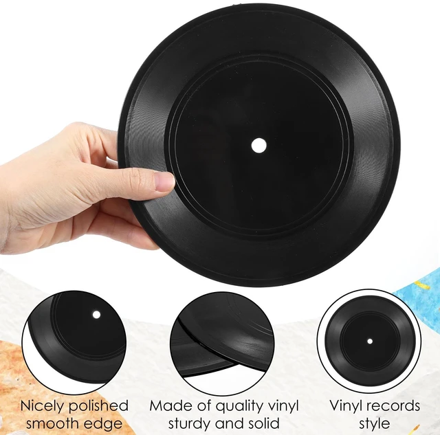 Alt view image 3 of 7 - 24 Pcs 7 Inch Black Blank Vinyl Records, Fake Retro Vinyl Records for Wall Decor, DIY Doodle Project, Wedding Signing
