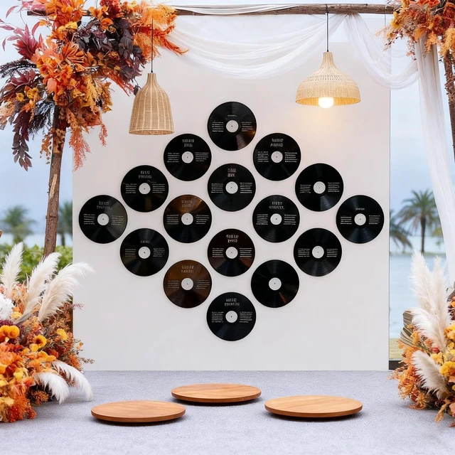 Alt view image 6 of 7 - 24 Pcs 7 Inch Black Blank Vinyl Records, Fake Retro Vinyl Records for Wall Decor, DIY Doodle Project, Wedding Signing
