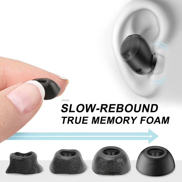 Alt view image 4 of 7 - Memory Foam Ear Tips for Pixel Buds Pro Silicone Case Cover with Keychain,Anti-Lost Strap,Anti-Slip Foam Tips for Pixel Buds Pro 3 Pairs S/M/L (Black Case+Black Strap+Black Eartip)