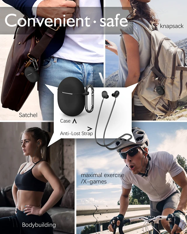 Alt view image 6 of 7 - for Pixel Buds Pro Case,Anti-Lost Strap,Silicone Cover with Keychain,Sports Lanyard for Women Men Girl boy Compatible with Google Pixel Buds Pro 2022(Coral Orange Case+Orange Strap)
