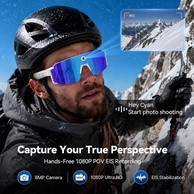 Alt view image 2 of 6 - AI Smart Glasses, POV Camera Glasses, Video Recording for Cycling Hiking HD Video & Photo, Live Translation, 4GB Memory, Electronic Image Stabilization, AI Voice Assistant