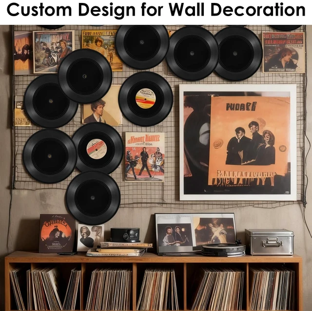 Alt view image 7 of 7 - 24 Pcs 7 Inch Black Blank Vinyl Records, Fake Retro Vinyl Records for Wall Decor, DIY Doodle Project, Wedding Signing
