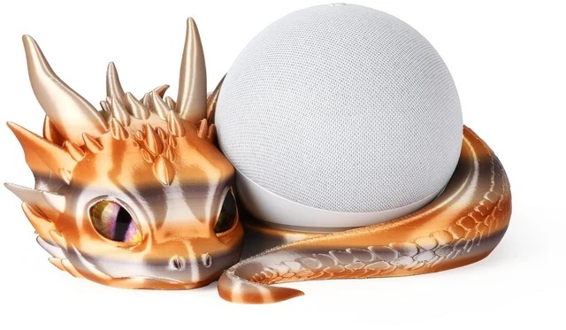 Main image of Dragon Stand for Echo Dot 4th/5th Gen, 3D Printed Smart Speaker Holder and Exquisite Desktop Decoration (Gold Bronze)