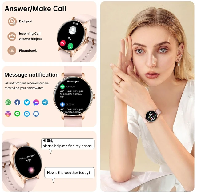 Alt view image 3 of 7 - Smart Watch for Women, 1.27" HD Screen Fitness Tracker, Make/Answer Calls, 2026 Portable Smartwatches, 130+ Sport Modes with Heart Rate/Sleep Monitor, IP68 Waterproof, Fitness Watch for iOS Android