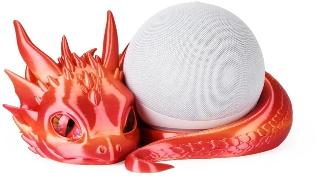 Main image of Dragon Stand for Echo Dot 4th/5th Gen, 3D Printed Smart Speaker Holder and Exquisite Desktop Decoration (Gold Red)