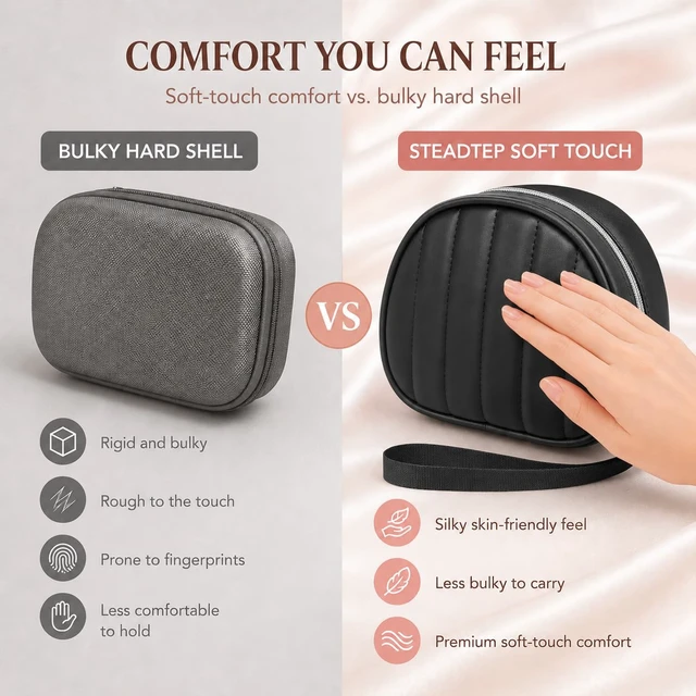 Alt view image 4 of 7 - Soft-Touch Headphone Case for Sony, for JBL and for BERIBES-Black Silky Microfiber and Thick Padded Divider Cushion Foldable Headsets; Cable Pocket Keeps Chargers Organized, Case Only