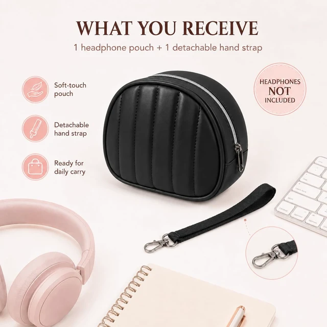 Alt view image 6 of 7 - Soft-Touch Headphone Case for Sony, for JBL and for BERIBES-Black Silky Microfiber and Thick Padded Divider Cushion Foldable Headsets; Cable Pocket Keeps Chargers Organized, Case Only
