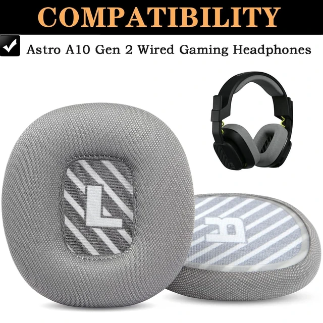Alt view image 2 of 6 - Fabric Ear Pads Replacement for Astro A10 Gen 2 Wired Gaming Headphones Ear Cushions Earpads Pillow Premium Thick Memory Foam,Soft, Breathable (Grey)