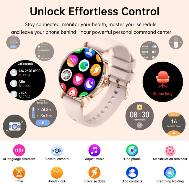 Alt view image 7 of 7 - Smart Watch for Women, 1.27" HD Screen Fitness Tracker, Make/Answer Calls, 2026 Portable Smartwatches, 130+ Sport Modes with Heart Rate/Sleep Monitor, IP68 Waterproof, Fitness Watch for iOS Android