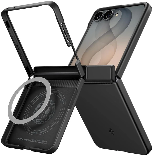 Main image of Air Fit Pro MagFit for Galaxy Z Flip 8 Case, Black Qi2 Certified, PU hinge protection, Air Cushion Technology, Compatible with MagSafe, Ultra Slim and lightweight