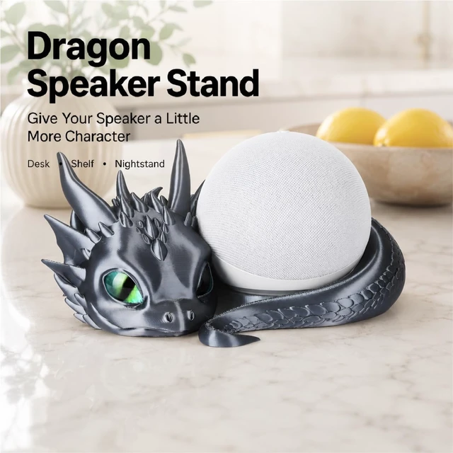 Alt view image 3 of 5 - Dragon Stand for Echo Dot 4th/5th Gen, 3D Printed Smart Speaker Holder and Exquisite Desktop Decoration (Black)