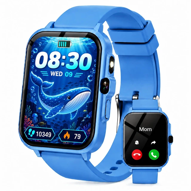 Main image of Kids Smart Watches Gift for Boys 4-12, 1.85" Fitness Tracker with SOS AI 100+ Sports Modes, Game, Camera, Alarm Clock, Health Monitor, Class Mode, IP68 Waterproof, Pedometer, No Phone Needed