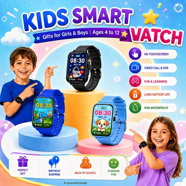 Alt view image 7 of 7 - Kids Smart Watches Gift for Boys 4-12, 1.85" Fitness Tracker with SOS AI 100+ Sports Modes, Game, Camera, Alarm Clock, Health Monitor, Class Mode, IP68 Waterproof, Pedometer, No Phone Needed