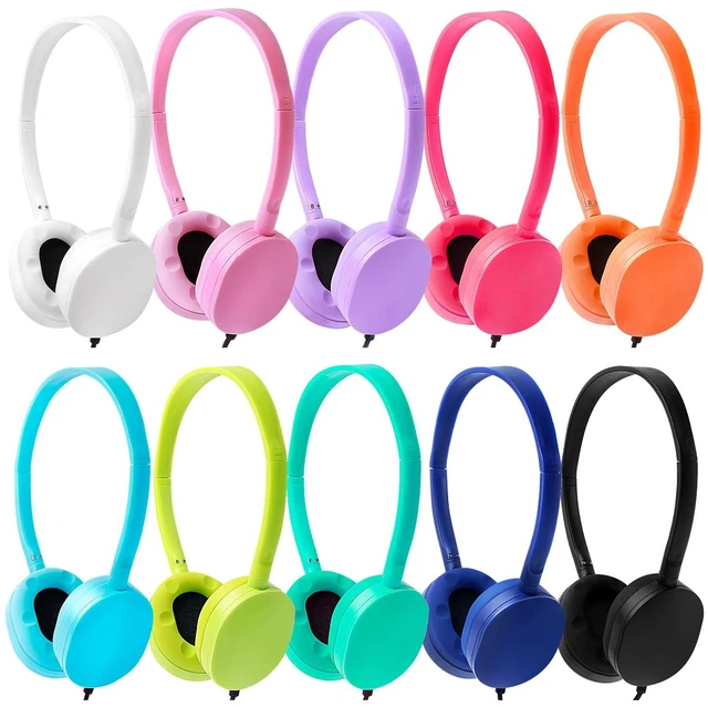 Main image of 10 Pack Headphones for Kids School Classroom Bulk Multi Colored,Durable Wired Adjustable Student Earphones with 3.5mm Plug for Computer Kindle Chromebook (Mixed)