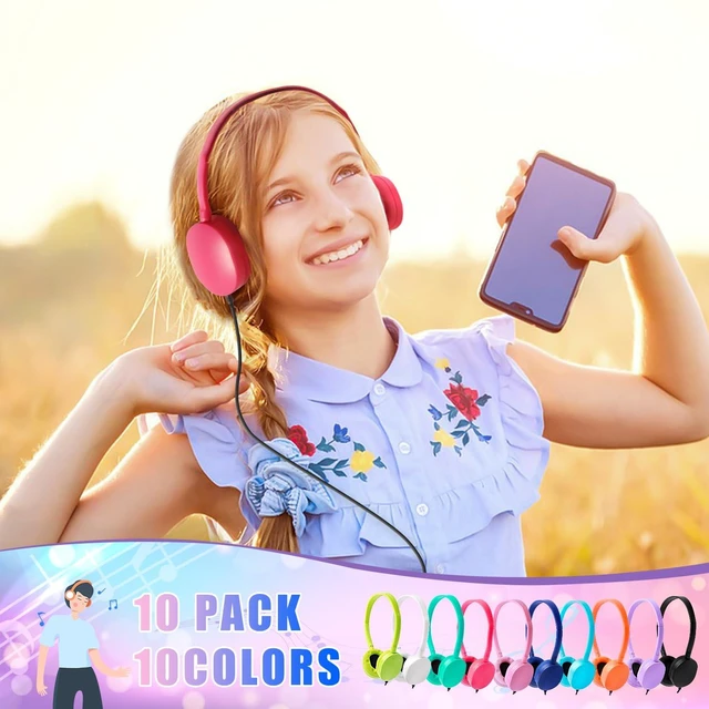 Alt view image 2 of 7 - 10 Pack Headphones for Kids School Classroom Bulk Multi Colored,Durable Wired Adjustable Student Earphones with 3.5mm Plug for Computer Kindle Chromebook (Mixed)