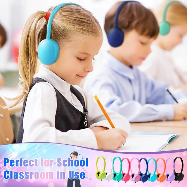 Alt view image 5 of 7 - 10 Pack Headphones for Kids School Classroom Bulk Multi Colored,Durable Wired Adjustable Student Earphones with 3.5mm Plug for Computer Kindle Chromebook (Mixed)