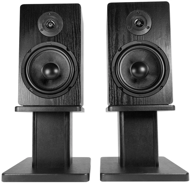 Alt view image 4 of 7 - RHT8G Pair 8" Green Desktop Speaker/Studio Monitor Stands 66 lb Load Capacity, EVA Isolation Pads, Medium-Density Fiber Core, Cable Clips and Ties, 9.25" x 7.28" Top Platform