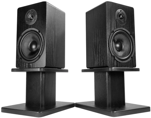 Alt view image 5 of 7 - RHT8G Pair 8" Green Desktop Speaker/Studio Monitor Stands 66 lb Load Capacity, EVA Isolation Pads, Medium-Density Fiber Core, Cable Clips and Ties, 9.25" x 7.28" Top Platform