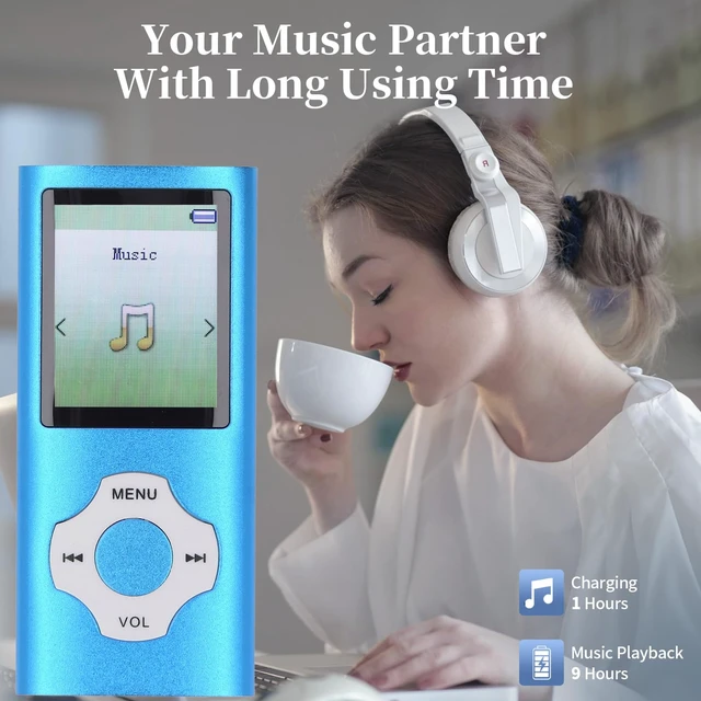 Alt view image 3 of 7 - MP3 MP4 Player with Bluetooth and WiFi, 128GB, HiFi Lossless Sound, 1.8in Color Screen, Expandable Storage, Voice Recorder, E-Book, Blue