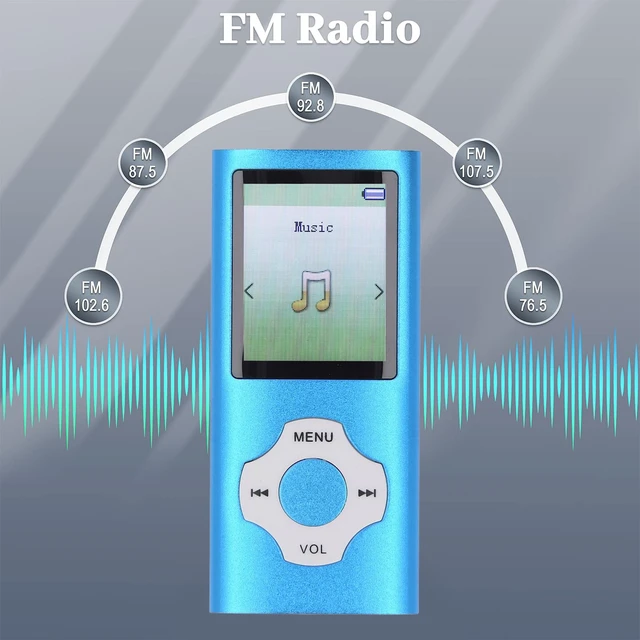 Alt view image 5 of 7 - MP3 MP4 Player with Bluetooth and WiFi, 128GB, HiFi Lossless Sound, 1.8in Color Screen, Expandable Storage, Voice Recorder, E-Book, Blue