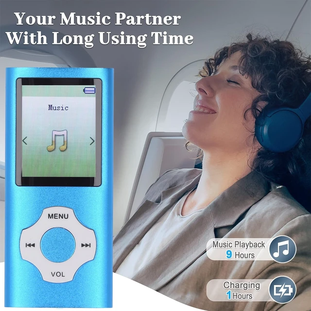 Alt view image 6 of 7 - MP3 MP4 Player with Bluetooth and WiFi, 128GB, HiFi Lossless Sound, 1.8in Color Screen, Expandable Storage, Voice Recorder, E-Book, Blue