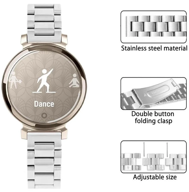 Alt view image 4 of 6 - 14mm Metal Band Compatible for Garmin Lily 2/Lily 2 Active, Stainless Steel Replacement Straps With Adjustment Tool