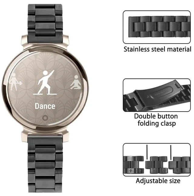 Alt view image 4 of 6 - 14mm Metal Band Compatible for Garmin Lily 2/Lily 2 Active, Stainless Steel Replacement Straps With Adjustment Tool