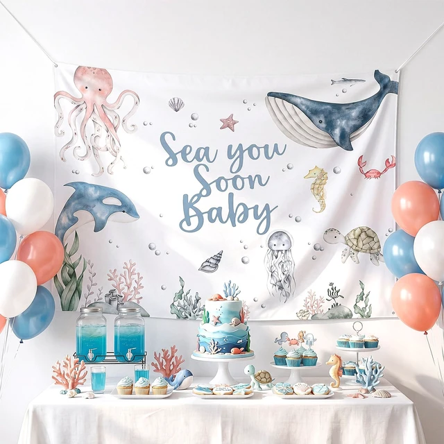 Alt view image 4 of 7 - One Silly Goose Backdrop Banner for Baby Shower Birthday Decoration 6.5 X 5 ft Fabric Backdrop, Pink White for Girls Baby Shower, Photo Booth Prop, Dessert Table, First Birthday Supplies