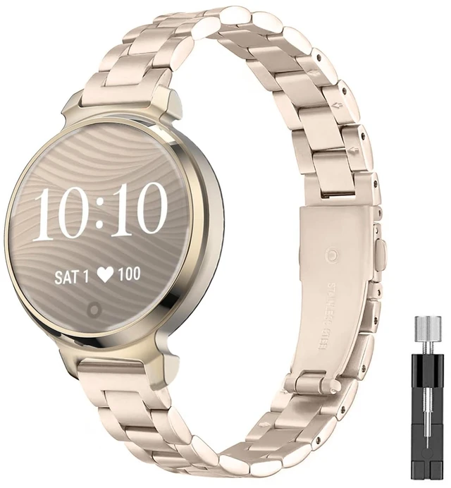 Main image of 14mm Metal Band Compatible for Garmin Lily 2/Lily 2 Active, Stainless Steel Replacement Straps With Adjustment Tool