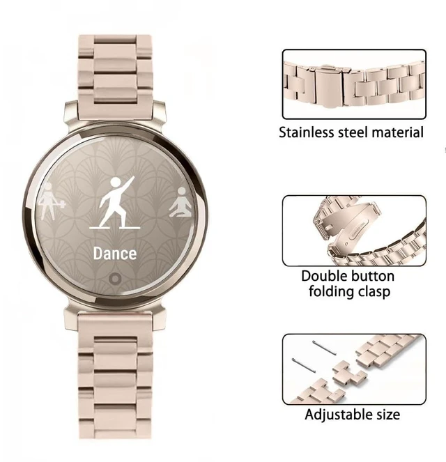 Alt view image 4 of 6 - 14mm Metal Band Compatible for Garmin Lily 2/Lily 2 Active, Stainless Steel Replacement Straps With Adjustment Tool