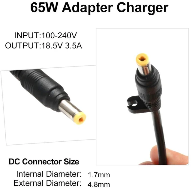 Alt view image 2 of 6 - 65W Adapter Charger Compatible for HP Pavilion DV6000 DV6500 DV6700 DV1000 DV2000 DV4000 DV5000 DV8000 DV9000 DV9500, Compaq Presario C300 C500 C700 A900 F700, Spare 9155068 Power Cord