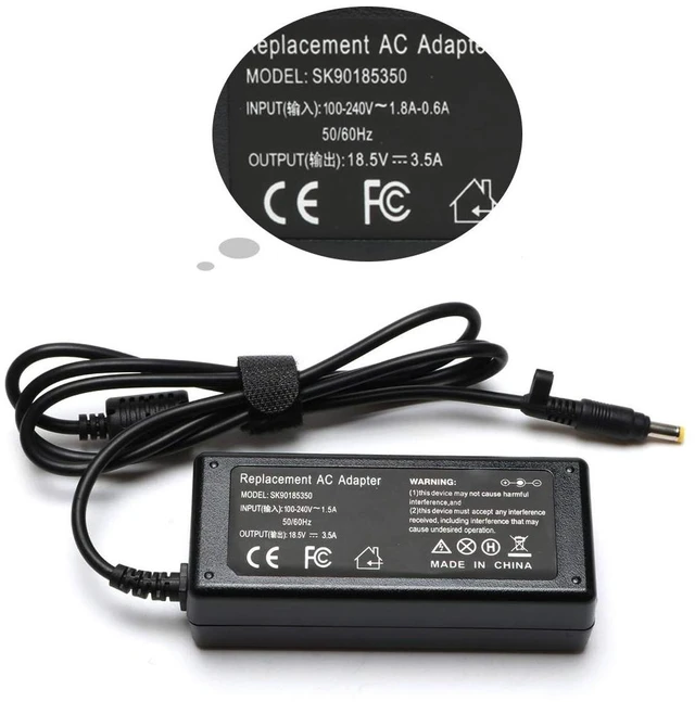 Alt view image 5 of 6 - 65W Adapter Charger Compatible for HP Pavilion DV6000 DV6500 DV6700 DV1000 DV2000 DV4000 DV5000 DV8000 DV9000 DV9500, Compaq Presario C300 C500 C700 A900 F700, Spare 9155068 Power Cord