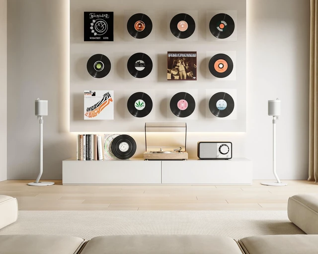 Alt view image 2 of 7 - Universal Speaker Stand Pair, with Height Adjustable, White,1 Pair Satellite & Small Bookshelf Speakers, Modern Design, Up to 11lb Each, Extend 27.5 to 39.3 for Multi-Audio, Master Series