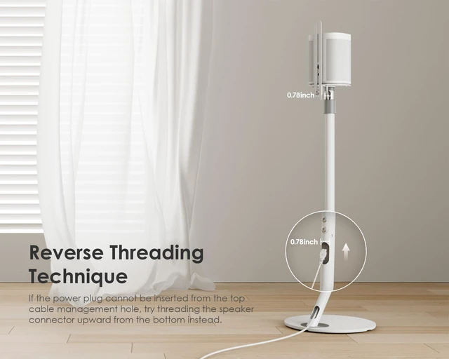 Alt view image 4 of 7 - Universal Speaker Stand Pair, with Height Adjustable, White,1 Pair Satellite & Small Bookshelf Speakers, Modern Design, Up to 11lb Each, Extend 27.5 to 39.3 for Multi-Audio, Master Series