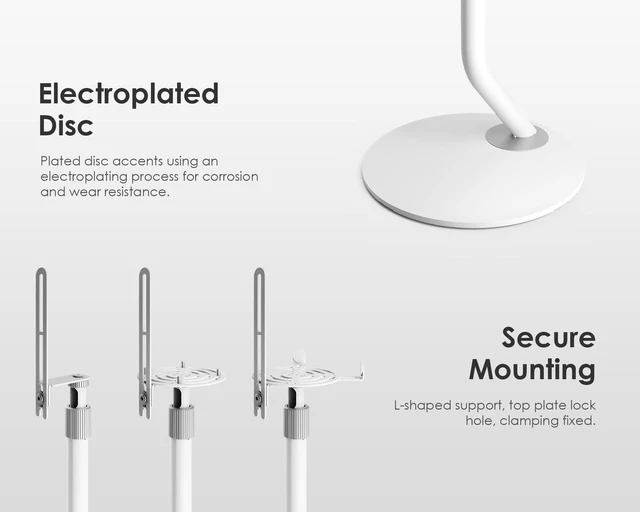 Alt view image 7 of 7 - Universal Speaker Stand Pair, with Height Adjustable, White,1 Pair Satellite & Small Bookshelf Speakers, Modern Design, Up to 11lb Each, Extend 27.5 to 39.3 for Multi-Audio, Master Series
