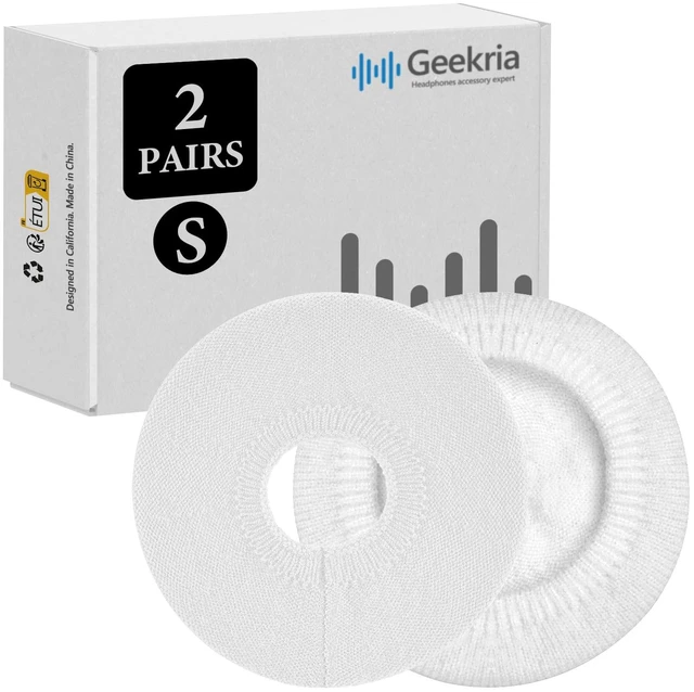 Main image of 2 Pairs Knit Headphones Ear Covers - Product Safety Certified - Washable & Stretchable Sanitary Earcup Protectors for On-Ear Headsets, Sweat Pads for Gym, Meeting (Size S/White)