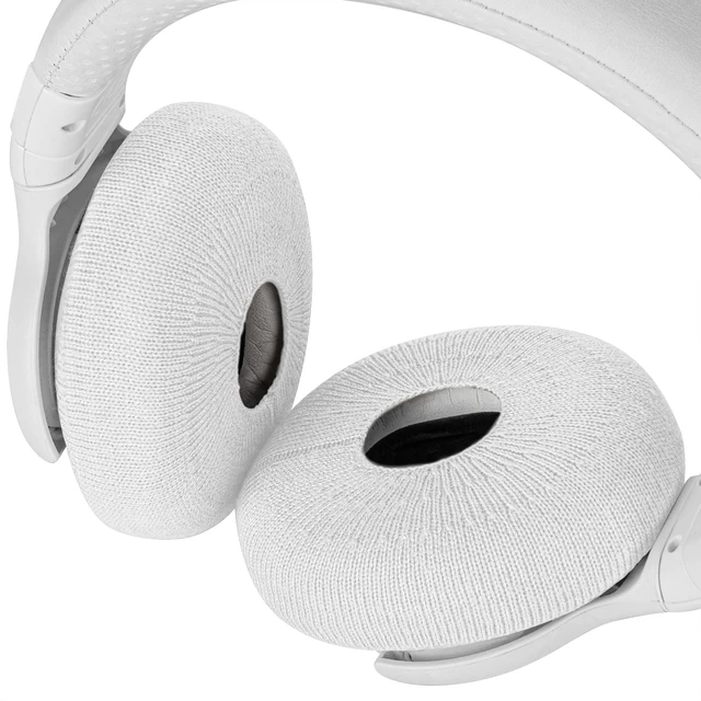 Alt view image 4 of 6 - 2 Pairs Knit Headphones Ear Covers - Product Safety Certified - Washable & Stretchable Sanitary Earcup Protectors for On-Ear Headsets, Sweat Pads for Gym, Meeting (Size S/White)