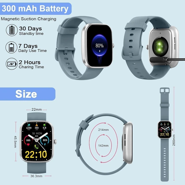 Alt view image 6 of 6 - Smart Watch for Men Women(Answer/Make Call), 1.91'' HD Touch Screen IP68 Waterproof 100+ Sport Activity Tracker, Fitness Tracker with Sleep Monitor/SpO2/Pedometer Heart Rate for Android iOS,Blue