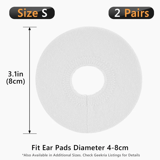 Alt view image 6 of 6 - 2 Pairs Knit Headphones Ear Covers - Product Safety Certified - Washable & Stretchable Sanitary Earcup Protectors for On-Ear Headsets, Sweat Pads for Gym, Meeting (Size S/White)