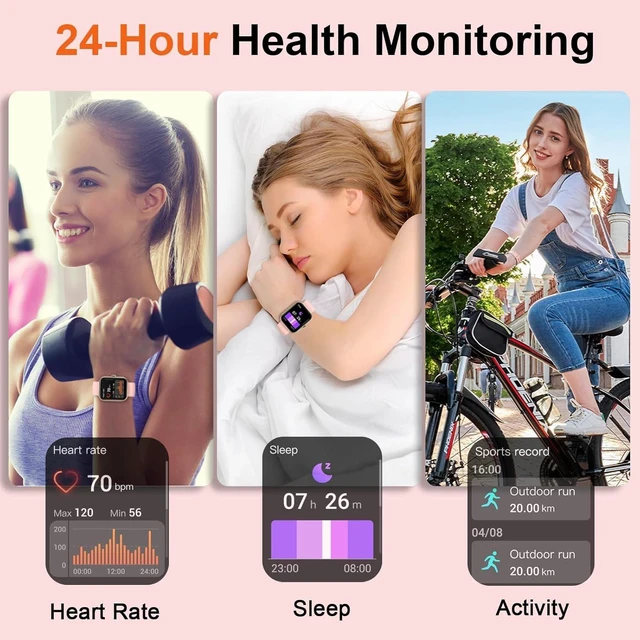 Alt view image 6 of 6 - Smart Watch(Answer/Make Calls), 1.96" HD Smartwatches for Women, Activity Tracker with Heart Rate Sleep Monitor, Pedometer, 100+ Sport Modes, IP68 Waterproof, Fitness Smart Watches for Android iOS