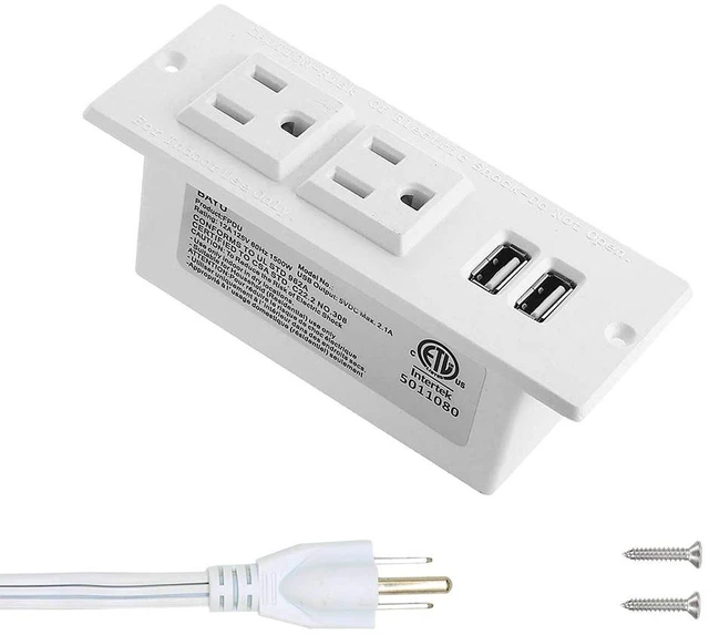 Main image of Recessed Power Strip with USB Mountable Power Strip with USB 2 Power Outlets 2 USB Hub Built in Desk Table Coneference Sofa Cabinet Drawer